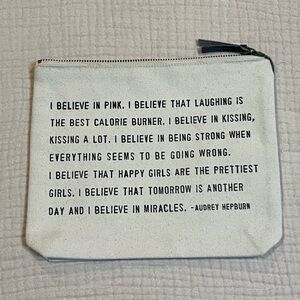 Sugarboo & Co. I Believe in Pink Audrey Hepburn Quote Canvas Zip Bag Pouch